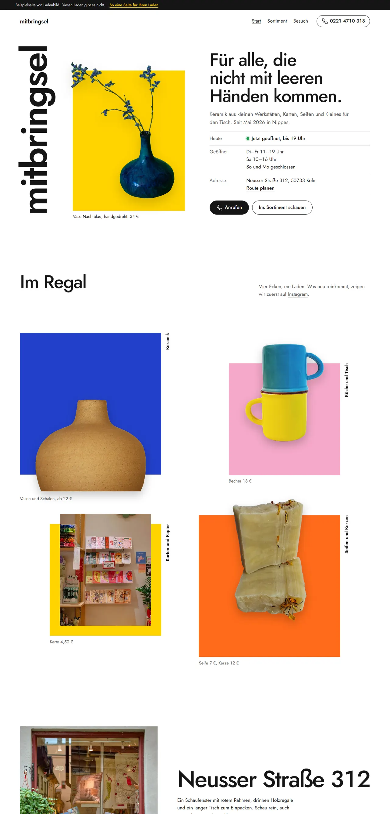 Startseite des Geschenkladens Mitbringsel am Computer